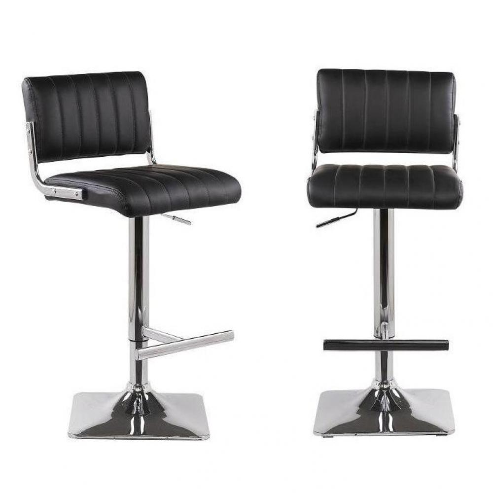 LOT DE 2 TABOURETS CHAISES DE BAR RÉGLABLES VEGAS NOIR