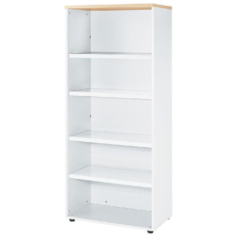 MEUBLE HAUT ACTUAL SANS PORTES - H.180 X L. 80 X P. 47 CM - CORPS BLANC - TOP HÊTRE