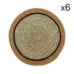 Now's Home - Lot De 6 Sets De Table D38cm En Jonc De Mer Naturel Et Safran Iris - 3256390251783_0
