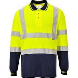 Portwest - Polo bicolore manches longues HV Jaune / Bleu Marine Taille 2XL - XXL polyester 5036108250684_0