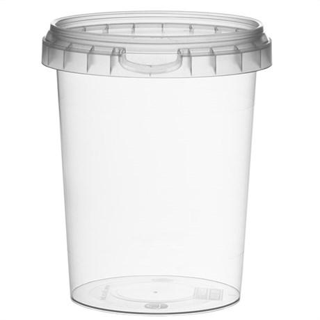 RÉCIPIENT INVIOLABLE + COUVERCLE 520 ML D.9.5X11.7 CM PP TRANSPARENT (VENDU PAR 380)