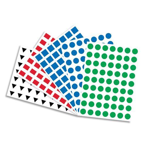 SACHET DE 40 PLANCHES A5 DE GOMMETTES, O COLOR - 2520 GOMMETTES - 4 FORMES ASSORTIES, 5 COULEURS
