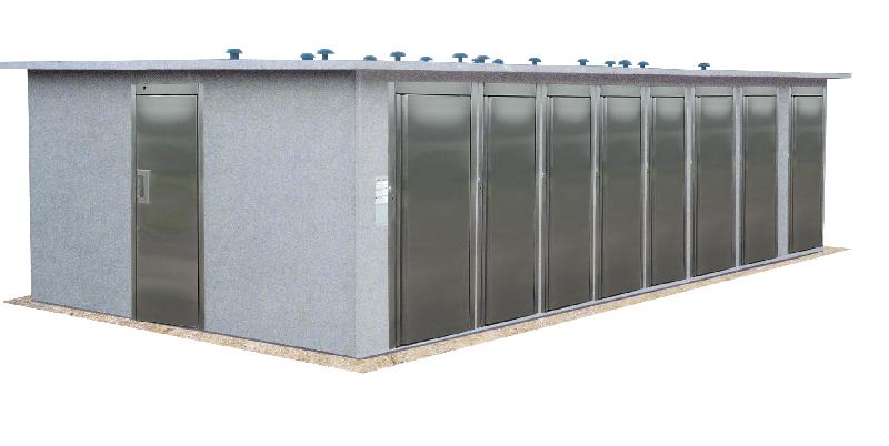 Sanitaire gens du voyage - réf. 2028 - collectif avec 2 WC PMR, 2 douches PMR, 6 WC standards, 2 douches standards, 2 lavabos et 2 bacs à linge_0