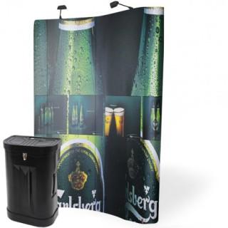 Stand parapluie 2x3 Premium - Courbe, HD sur polyester M1 370µ, structure garantie à vie_0