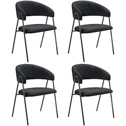 TecTake GmbH tectake Lot 4 Fauteuils rembourré ergonomique en tissu 150kg max noir - 405515 - noir polyester 405515_0