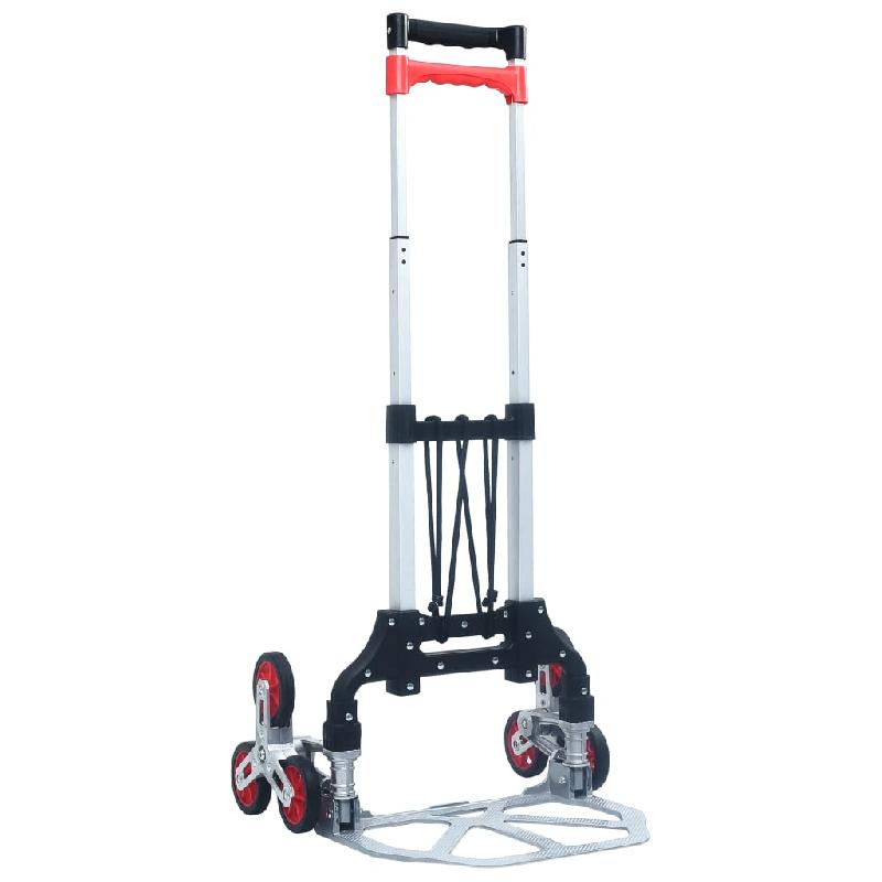 Vidaxl chariot d'escalier pliable 70 kg aluminium argenté 146445_0