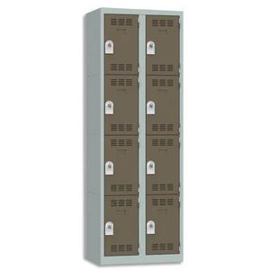 Pierre henry vestiaire 4 cases + 2 colonnes - dimensions : l60 x h180 x p50 cm gris perle basalte_0
