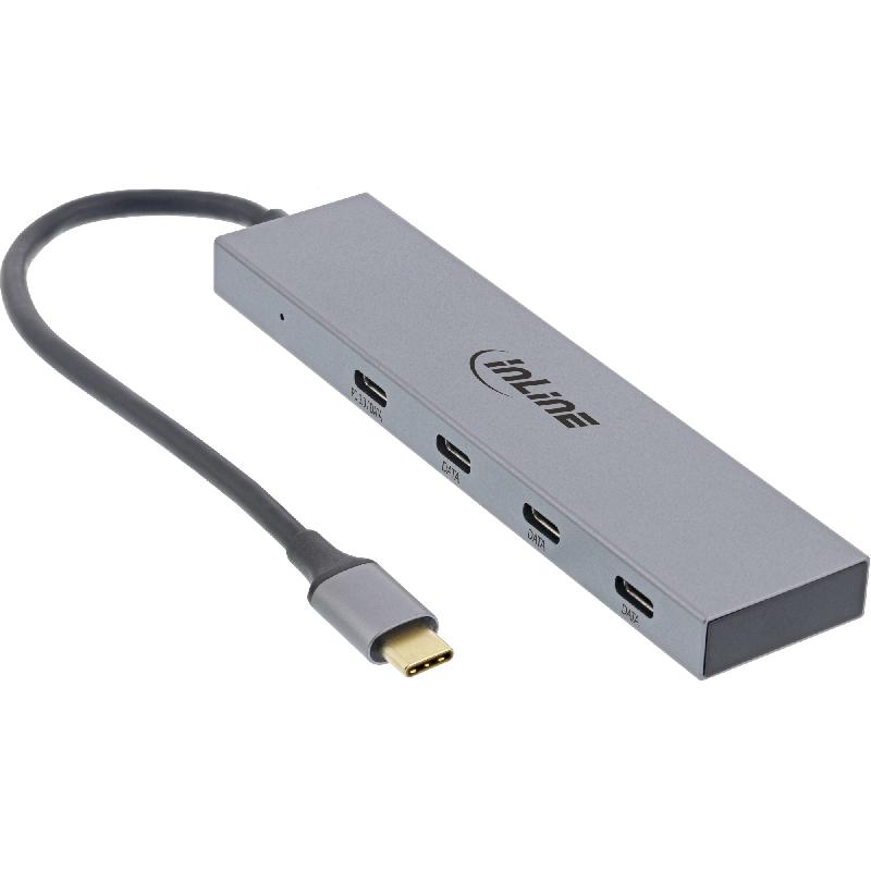 INLINE® HUB USB 3.2 GEN.2 - USB Type-C vers 4 ports Type-C - Aluminium - 10000 Mbit/s - Alimentation USB - Plug and Play_0