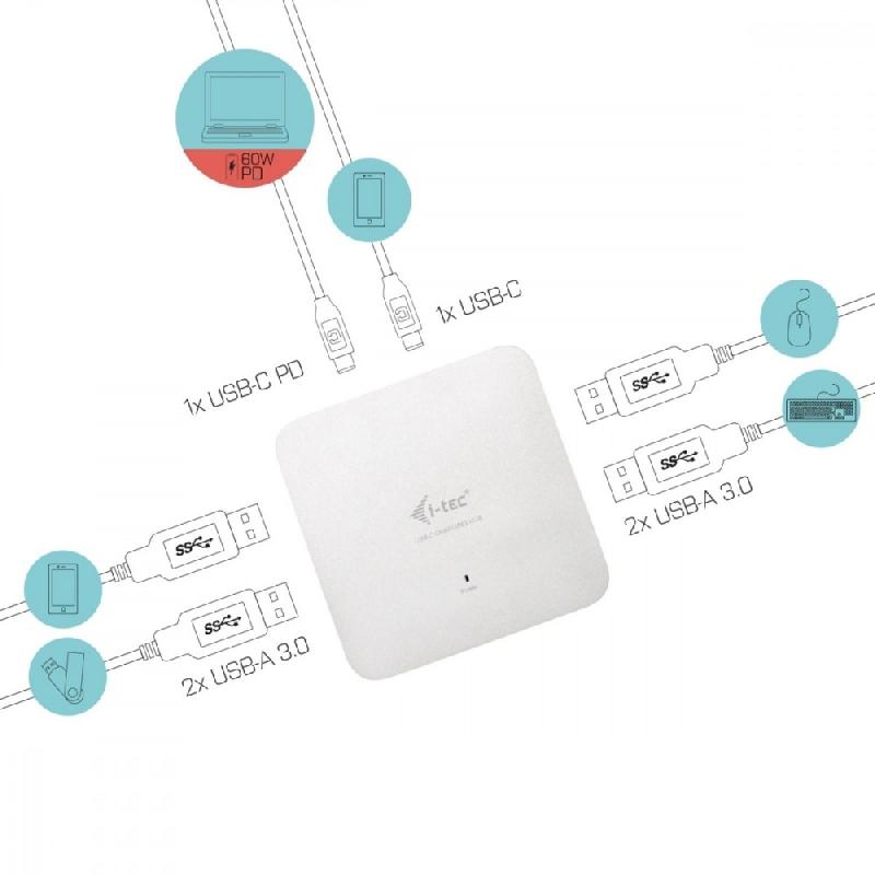 I-TEC USB-C Metal Charging Hub - 4 ports USB 3.0 + Power Delivery 60W - Design métallique élégant_0