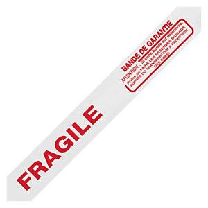 ADHÉSIF PVC INDUSTRIEL IMPRIMÉ BLANC FRAGILE - BANDE DE GARANTIE 33 MICRONS RAJA
