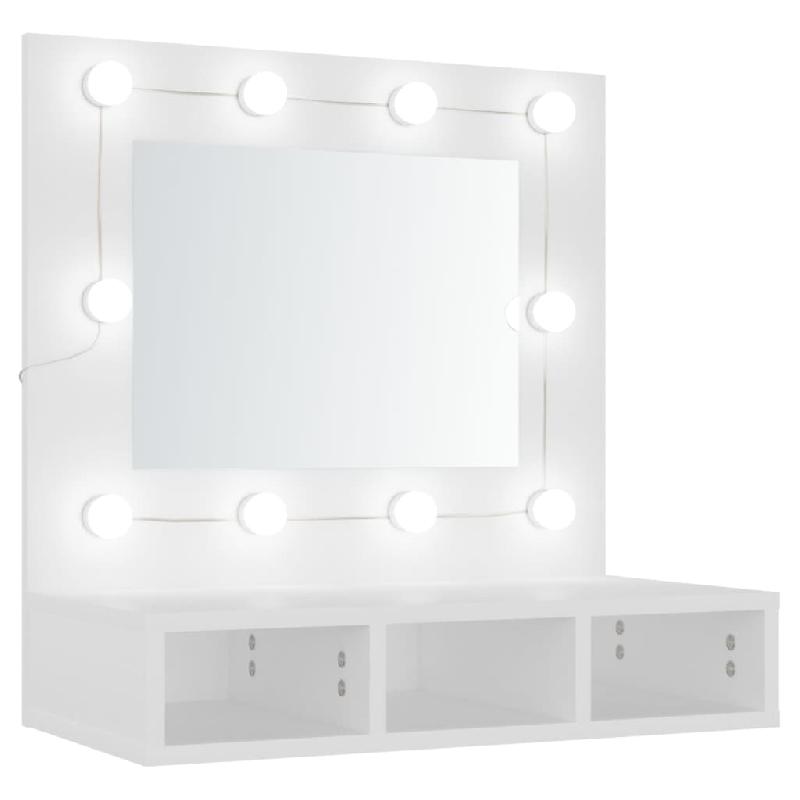 Armoire à miroir avec LED - Blanc - 60 x 31,5 x 62 cm - Modes d'installation flexibles - Réf : 02_0006654_0
