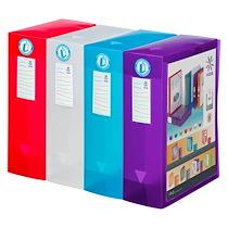 BOÎTE DE CLASSEMENT PLASTIQUE VIQUEL TRANSLUCIDE PERSONNALISABLE DOS 10 CM - COULEURS ASSORTIES - LOT DE 4