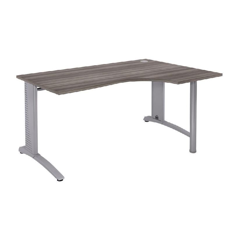 BUREAU COMPACT RETOUR À DROITE BIOSPACE 2 - L. 180 X P. 110 CM - PLATEAU 'CÈDRE' - PIEDS L 'ALUMINIUM' - EMBASES : 'ALUMINIUM'.