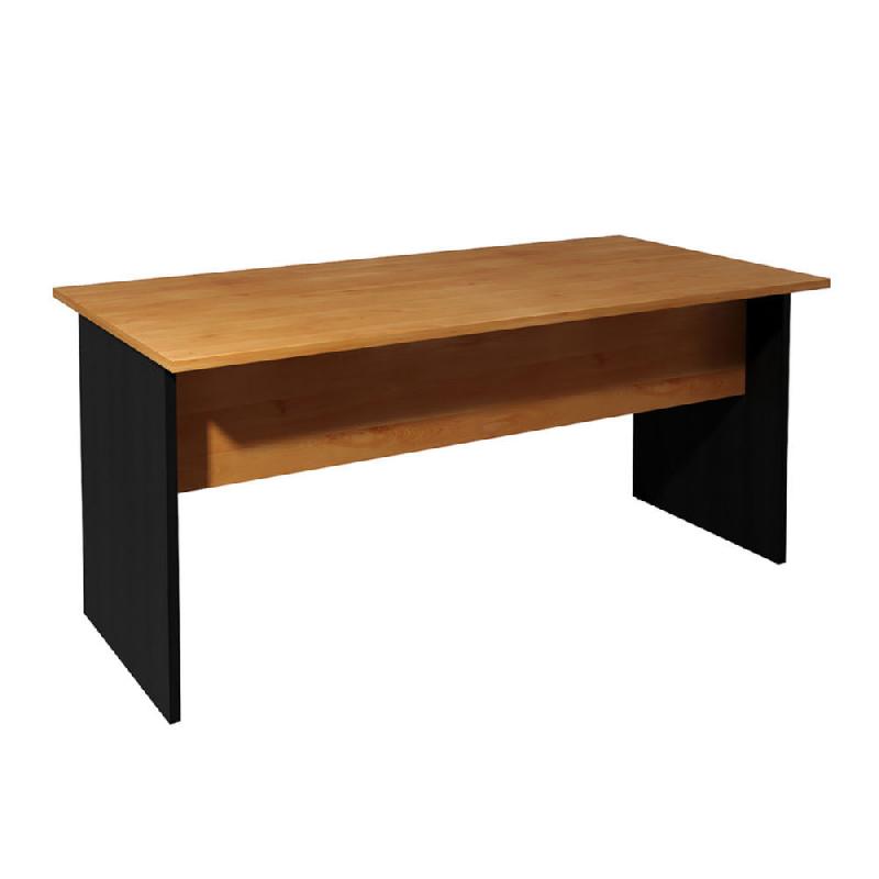 BUREAU DROIT PRONTO BOIS - L.160 X P.80 CM - PLATEAU AULNE - PIEDS PANNEAUX NOIR