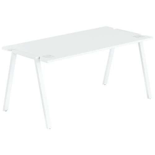 BUREAU GARY 160 X 70 CM PIED BLANC PLATEAU BLANC - MBA