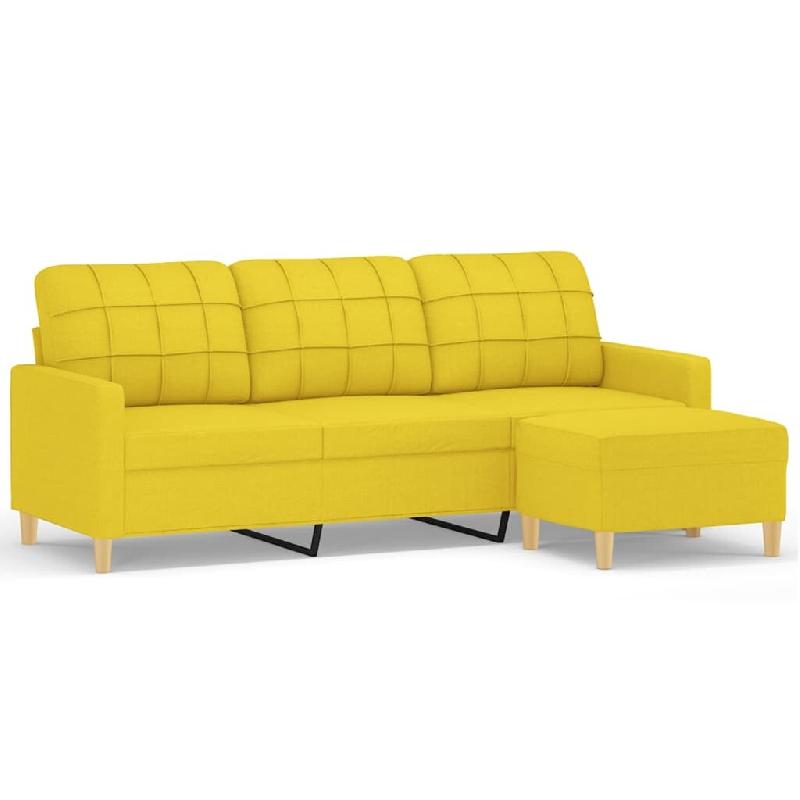 Canapé à 3 places avec repose-pieds Jaune clair 180 cm Tissu Modèle Vega Master Métal - 8721012059733_0