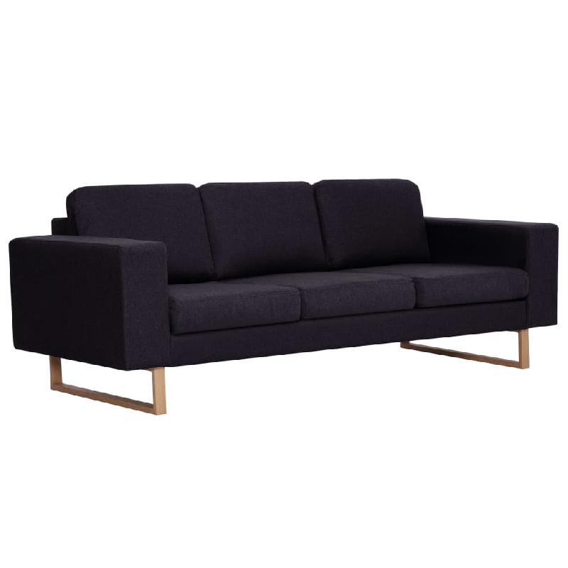 Canapé-lit 3 places - Convertible pliable en tissu noir avec coussins amovibles et cadre en bois 02_0019456_0