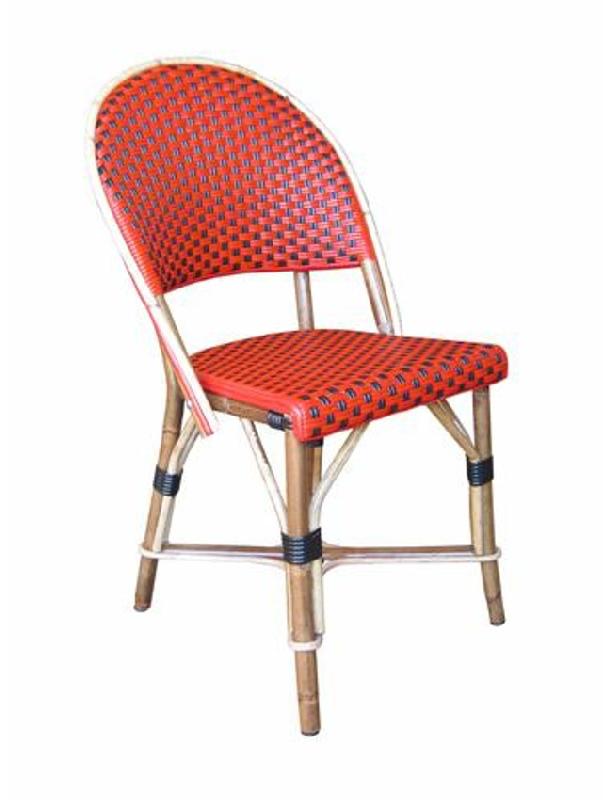 Chaise de restaurant Ipsa - assise et dossier en tressage PVC - rotin noyer ou naturel_0