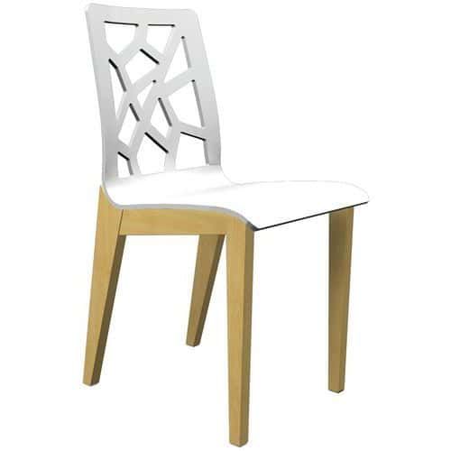 CHAISE IRISS 4 PIEDS COQUE GRIS PERLE/HÊTRE NATUREL