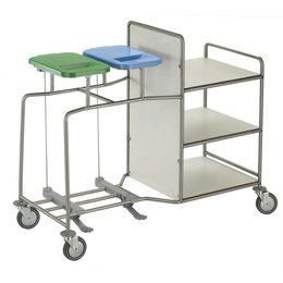 Chariot mixte TRIO EM CBPX - CBPXP avec porte-sacs à linge 2 sacs, étagères mélaminées et roues pivotantes_0