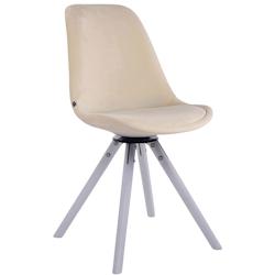 CLP Chaise de salle à manger Troyes Pivotant en velours avec piétement rond Blanc/Crème - beige textile 312198_0