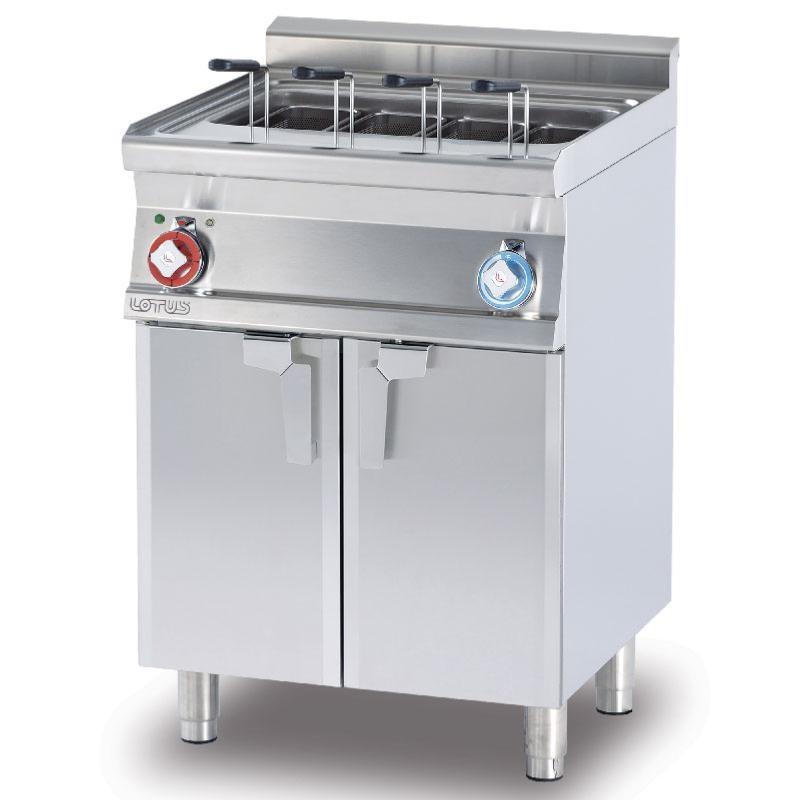 Cuiseur à pâtes électrique 40L sur meuble avec robinet d'eau et de vidange | MagicLotus 600_0