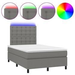 Décoshop26 - Lit LED avec sommier, tête de lit ajustable et matelas 120x200 cm en tissu gris foncé - TDL0208406 - 3001538647764_0