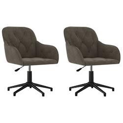 Décoshop26 - Lot de 2 chaises de salle à manger siège pivotant hauteur réglable velours gris foncé DEC025256 - gris 3000255156306_0