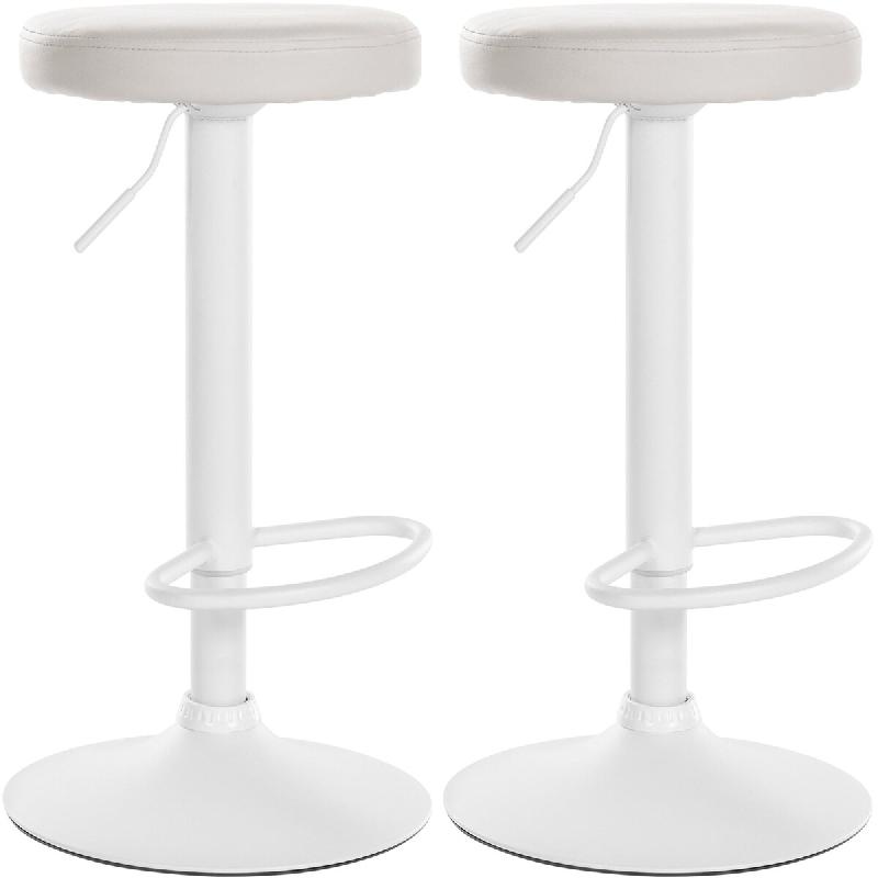 Décoshop26 - Lot de 2 tabourets de bar design simple avec assise en synthétique blanc et cadre métal blanc TDB10683 - blanc 3002474532695_0