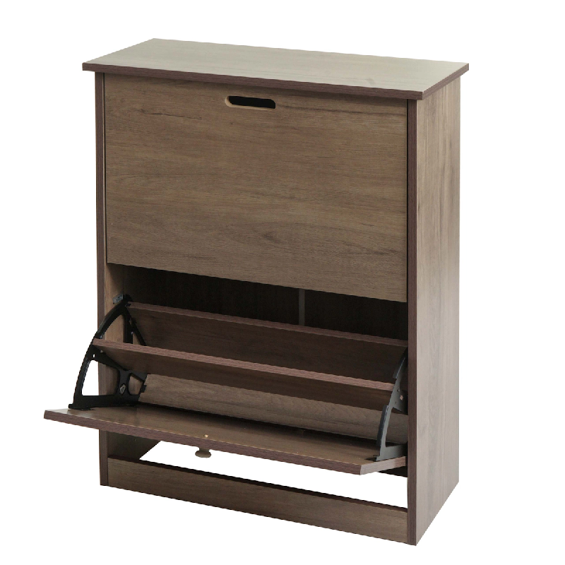 Décoshop26 - Meuble à chaussures 81 x 60 x 25 cm 2 compartiments MDF gris-brun 04_0005893 - gris 3000261554998_0