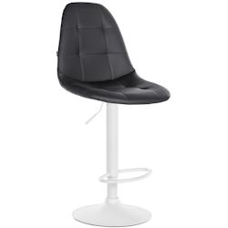 Décoshop26 - Tabouret de bar x1 avec repose-pieds hauteur réglable pivotant assise en PVC noir cadre métallique blanc 10_0004834 - blanc 3000252316895_0