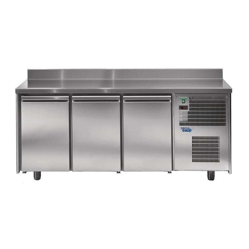 Desserte réfrigérée snack positive avec dosseret Prof.600 3 portes 300L SOFRACOLD Sofraca_0