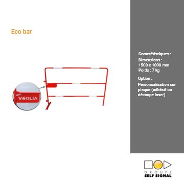 Eco Bar - Barrière de signalisation temporaire économique 1500 x 1000 mm - 7 kg_0