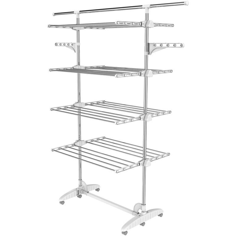 Etendoir à linge pliant, etendage à linge pliable, 174 x 105 x 84 cm, noirblanc, matériau: plastique abs, acier inoxydable Etendoir à linge pliant, etendage à linge pliable, 174 x 105 x 84 cm, noirblanc, matériau: plastique abs, acier inoxydable