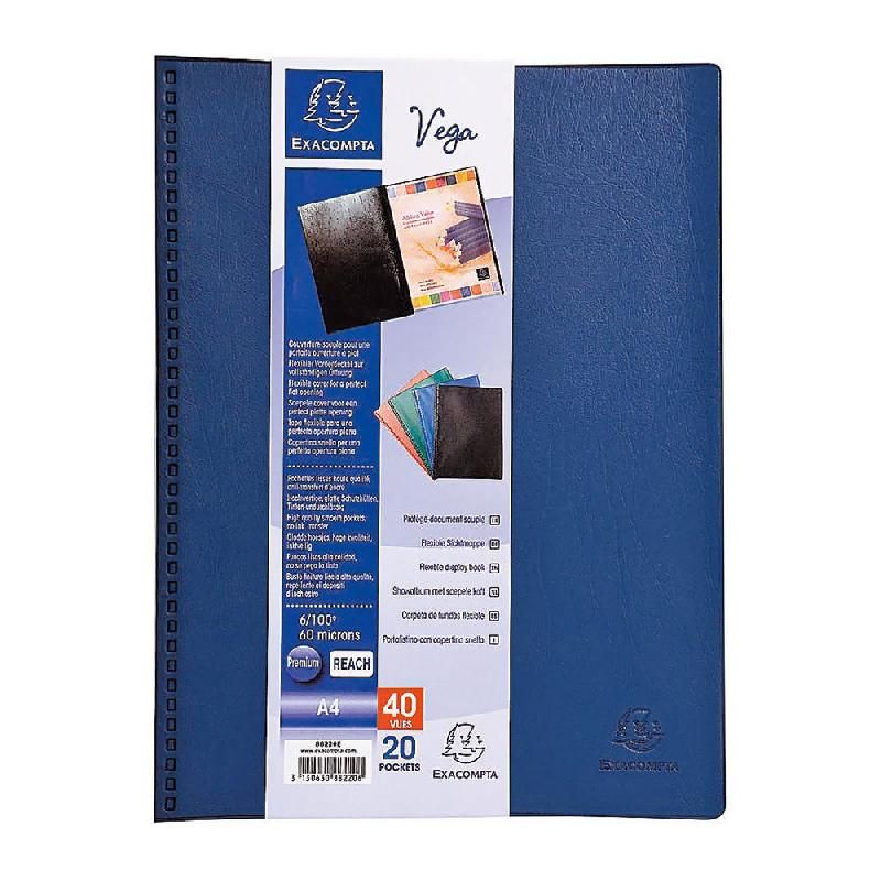 EXACOMPTA PROTÈGE-DOCUMENTS EXACOMPTA VEGA - 20 POCHETTES - BLEU (PRIX À L'UNITÉ)