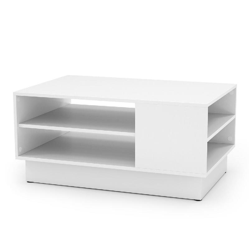 Helloshop26 - Table basse multifonctionnelle rectangulaire 86 x 56 x 41 cm avec rangement ouvert design contemporain en bois blanc 20_0013789 - 300022_0