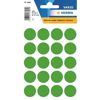 HERMA 100 pastilles adhésives coloris vert foncé, Ø 19 mm (5 feuilles 9x16 / cdt) - 1885_0