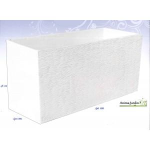 Jardinière Futura 90x40 ivoire - 130L - finition veinée - résistante au gel_0