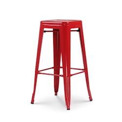Kosmi Tabouret de bar en métal rouge brillant style industriel - Sans dossier - Hauteur 76 cm - rouge métal 3760301698319_0