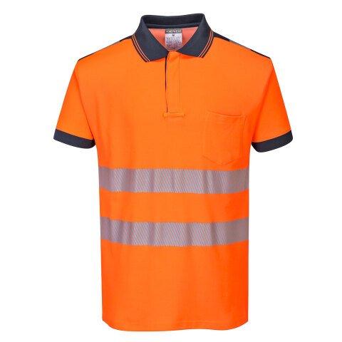 LOT DE 2 - PORTWEST T180 POLO HV PW3 ORANGE/MARINE - TAILLE XS