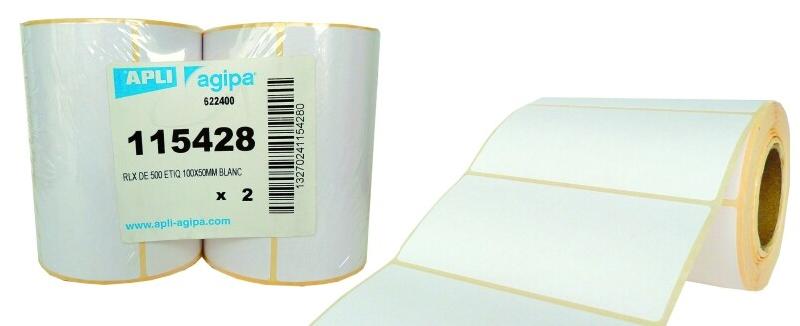 Lot de 2 Rouleau de 500 étiquettes adhésives blanches 100 x 50 mm - 3270241154283_0