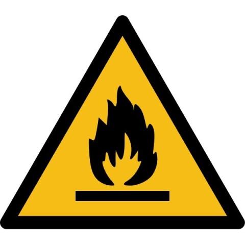LOT DE 5 - PANNEAU DE DANGER - MATIÈRE INFLAMMABLE - W002 - ISO 7010 VINYLE SOUPLE AUTOCOLLANT 100 MM
