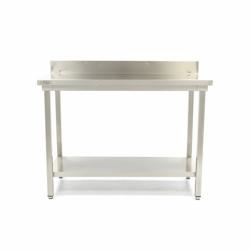 Maxima Table en acier inoxydable 120x70cm avec étagère et dosseret - 8719632123125_0