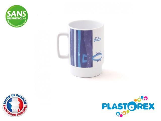 MUG 30CL DIAM 7,5 - 10 CM MELAMINE BLANCHE DECOR NAUTISME