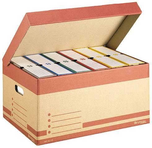 PACK ARCHIVAGE CARTON BRUNEAU - DOS 8 CM - HAUTE RÉSISTANCE - COULEURS ASSORTIES - 20 BOÎTES + 10 CAISSES