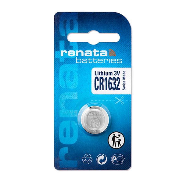 Pile bouton lithium CR1632 Renata - 3V, 125mAh, blister, longue durée de vie_0