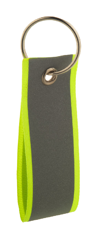 Porte-clés réfléchissant - sangle en polyester et anneau en métal - jaune - 6 gr_0