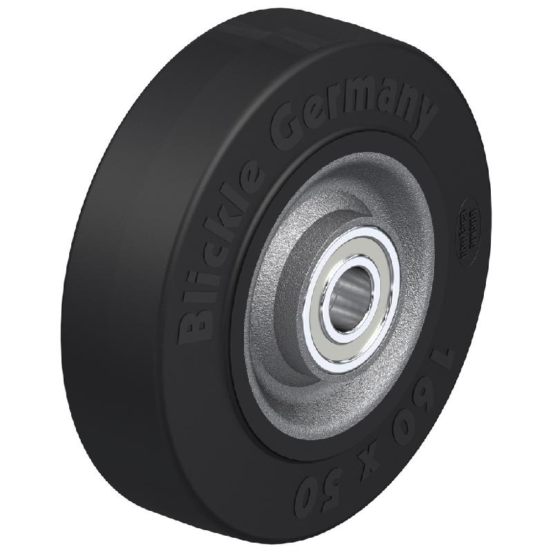 Roue de 160 mm avec caoutchouc élastique noir sur une jante en acier soudée_0