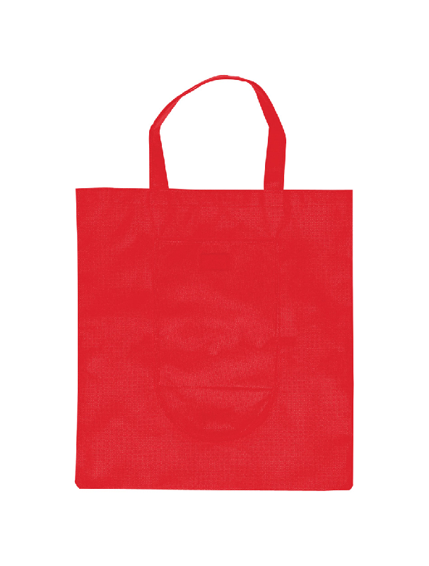 Sac shopping pliable - Non-woven 70 g/m² - Taille pliée 185×87 mm - Couleur rouge_0