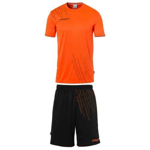 SET MAILLOT ET SHORT DE FOOT - UHLSPORT - SCORE 26 ORANGE FLUO/NOIR